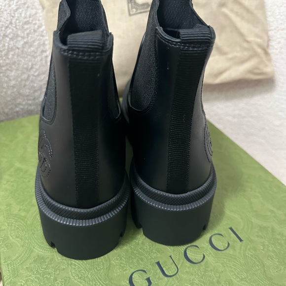 Gucci Black Quilted Leather Chelsea Lug Ankle Boots main image 4